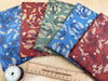 Fat Quarter Bundle - Christmas Green Blue Red Gold Bauble Leaf Print Fabric