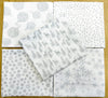 Fat Quarter Bundle - Christmas White & Silver Glitter Snowflakes Stars Baubles Reindeer Print