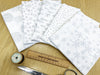 Fat Quarter Bundle - Christmas White & Silver Glitter Snowflakes Stars Baubles Reindeer Print