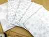 Fat Quarter Bundle - Christmas White & Silver Glitter Snowflakes Stars Baubles Reindeer Print