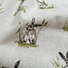 Upholstery Fabric - Cotton Rich Linen Look Material - Hares