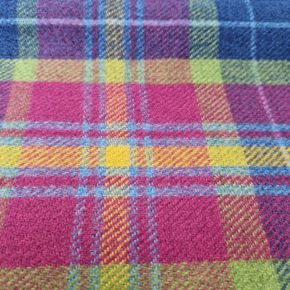 Upholstery Fabric Grampian Faux Wool Curtain Cushion Material -Bright Multicoloured Tartan Check