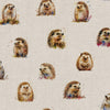 Upholstery Fabric - Cotton Rich Linen Look Material - Happy Hedgehogs All Over