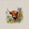 Upholstery Fabric - Cotton Rich Linen Look Material - Panels - Cushion - Wall Art - Highland Cows