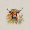 Upholstery Fabric - Cotton Rich Linen Look Material - Panels - Cushion - Wall Art - Highland Cows