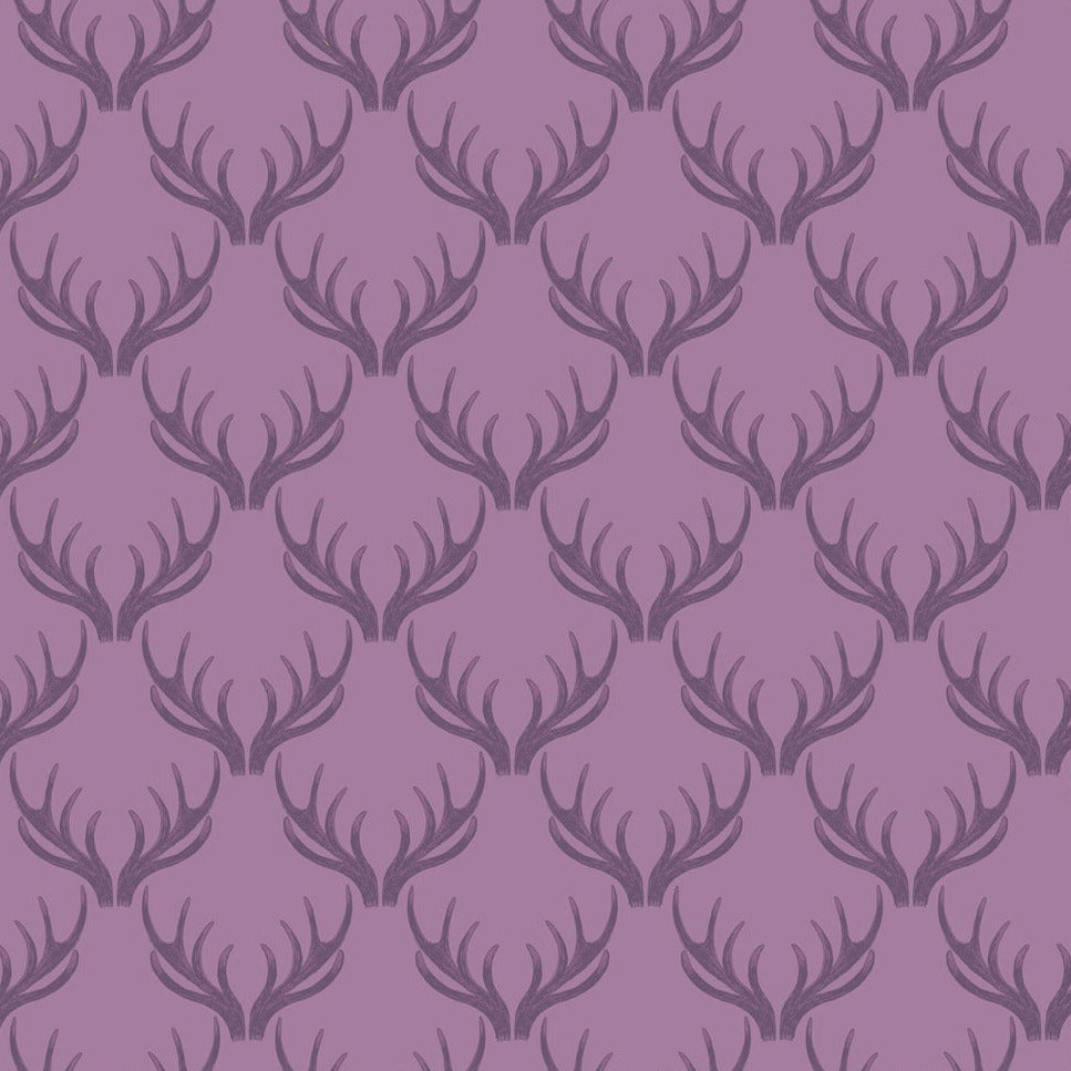 Lewis & Irene Quilting Fabric - 'Loch Lewis' Antlers - Purple