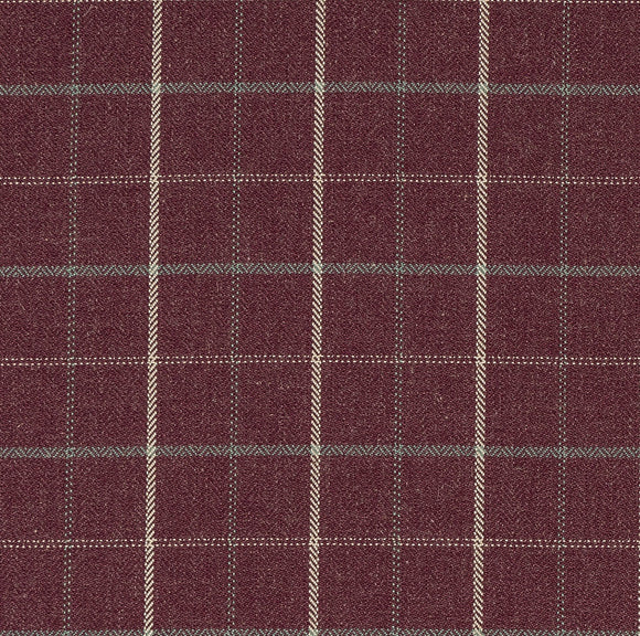 Upholstery Fabric  Cotton Curtain Cushion Material - Purple Plum Tartan Check