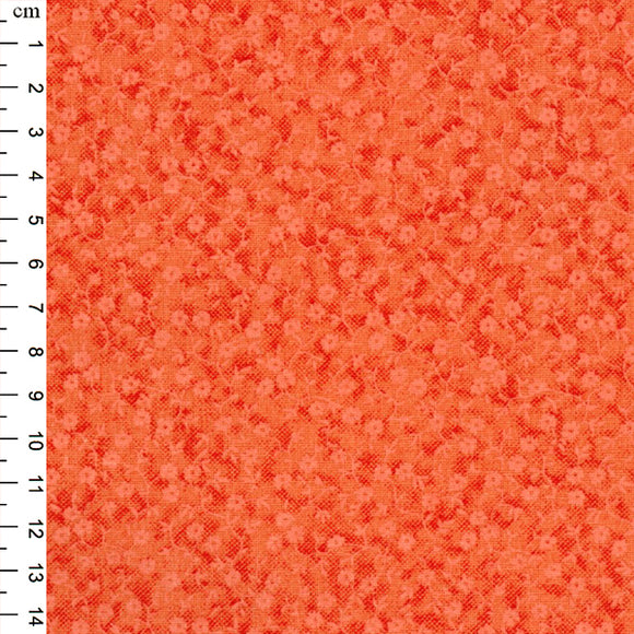 Cotton Fabric - Orange Ditsy Daisy Floral Blender Quilting Fabric Material