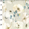 Cotton Canvas Fabric - Beautiful White Flowers Blue and Green Leaves