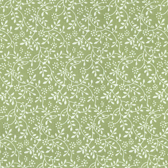 Cotton Fabric - Meadow Green & White Floral Vine - Blender Craft Fabric