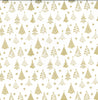 Christmas Fabric - Cream & Metallic Gold Foil Xmas Trees - 100% Cotton Fabric