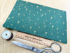 Christmas Fabric - Gold Glitter Stars on Green - Cotton Fabric