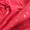 Christmas Fabric - Gold Glitter Stars on Red - Cotton Fabric