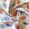 Upholstery Fabric - Koi Carp - Cotton Rich Linen Look Material