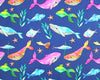 Cotton Fabric - Blue Whales - Craft Fabric Material Metre