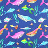 Cotton Fabric - Blue Whales - Craft Fabric Material Metre