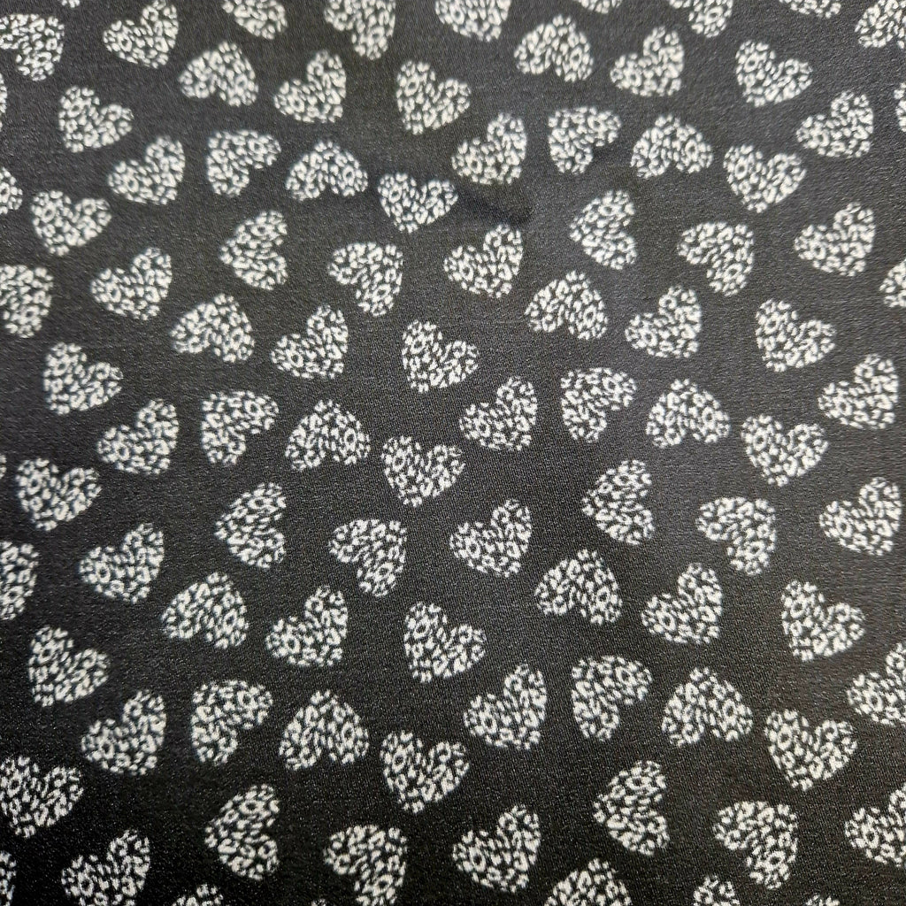 Cotton Fabric -  White Love Hearts on Dark Grey Background
