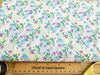 FABRIC REMNANT - Pretty Purple Blue Floral Leaf Print Fabric - 2m Length