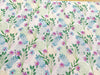 FABRIC REMNANT - Pretty Purple Blue Floral Leaf Print Fabric - 2m Length