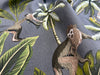 FABRIC REMNANT - Palm Tree & Monkey Print on Grey Canvas Fabric - 0.5m Length