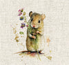 Upholstery Fabric -Field Mice All Over - Cotton Rich Linen Look Material