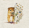 Upholstery Fabric -Field Mice All Over - Cotton Rich Linen Look Material