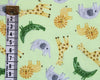Polycotton Fabric - Safari Animals on Green - Craft Fabric Material