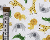 Polycotton Fabric - Safari Animals on White - Craft Fabric Material