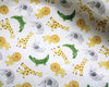 Polycotton Fabric - Safari Animals on White - Craft Fabric Material
