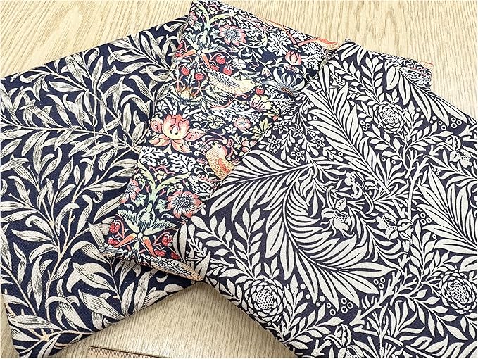 Fat Quarter Bundle - William Morris- Navy Blue- Bird floral Print Craft Fabric Material