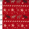 Christmas Fabric - Ivory Scandi Reindeer & Star on Red - Craft Fabric Material Metre