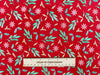 Christmas Fabric - Mistletoe & Snowflake on Red - 100% Cotton Fabric
