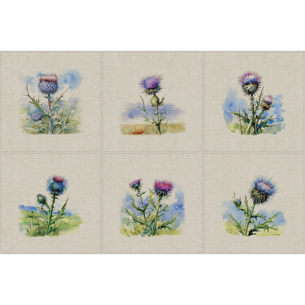 Upholstery Fabric - Cotton Rich Linen Look Material - Panels - Cushion - Wall Art - Thistle