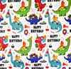 Cotton Fabric Kids Happy Birthday Dinosaur Party Celebration Craft Fabric Material