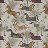 Linen Look Fabric - Trojan Horse Print - Furnishing Curtain Cushion Fabric