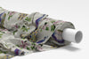 Linen Look Fabric - Peacock & Pink Floral Print - Furnishing Curtain Cushion Fabric