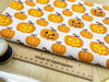 Halloween Fabric - Cute Orange Pumpkins - Polycotton Craft Fabric Material