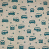 Upholstery Fabric - Cotton Rich Linen Look Material - Retro Camper Vans