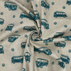 Upholstery Fabric - Cotton Rich Linen Look Material - Retro Camper Vans