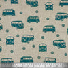 Upholstery Fabric - Cotton Rich Linen Look Material - Retro Camper Vans