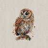 Upholstery Fabric - Cotton Rich Linen Look Material - Panels - Cushion - Wall Art - Watercolour Owls