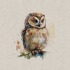 Upholstery Fabric - Cotton Rich Linen Look Material - Panels - Cushion - Wall Art - Watercolour Owls