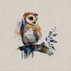 Upholstery Fabric - Cotton Rich Linen Look Material - Panels - Cushion - Wall Art - Watercolour Owls