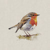 Upholstery Fabric - Cotton Rich Linen Look Material - Panels - Cushion - Wall Art - Watercolour Robins