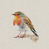 Upholstery Fabric - Cotton Rich Linen Look Material - Panels - Cushion - Wall Art - Watercolour Robins