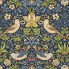William Morris Fabric - Strawberry Thief Navy Blue - Furnishing Curtain Cushion Fabric