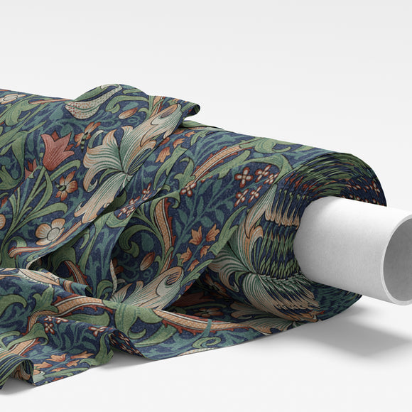 William Morris Fabric - Golden Lily Jewel - Furnishing Curtain Cushion Fabric