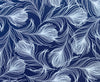 Cotton Poplin Fabric - White Feather Print on Navy