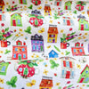 Children's Cotton Fabric - Fairytale - Houses - Flowers - Bright Colour
