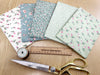Fat Quarter Bundle - Green Ditsy Rose Bud Floral Mix